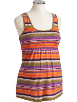 Maternity Striped Smocked Tanks