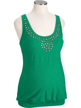 Maternity Faux-Gem Slub-Knit Tanks
