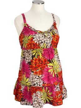 Maternity Printed Ruffle-Trim Babydoll Tops