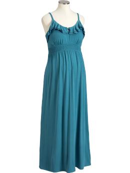 Maternity Ruffled Drape-Front Maxi Dresses