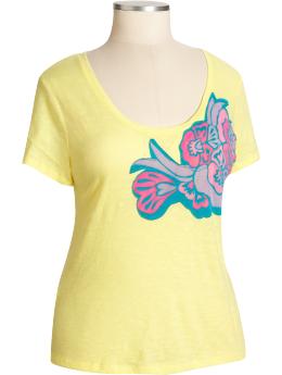 Women's Plus Slub-Knit Jersey Applique Tops