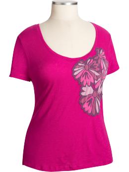 Women's Plus Slub-Knit Jersey Applique Tops