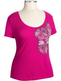 Women's Plus Slub-Knit Jersey Applique Tops