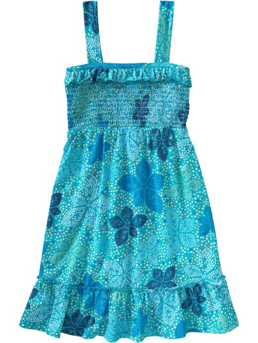 Old Navy Girls Smocked Floral-Print Jersey Dresses