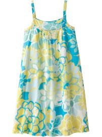 Girls Embellished Floral-Print Sundresses