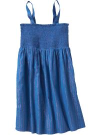 Girls Metallic-Striped Smocked Sundresses