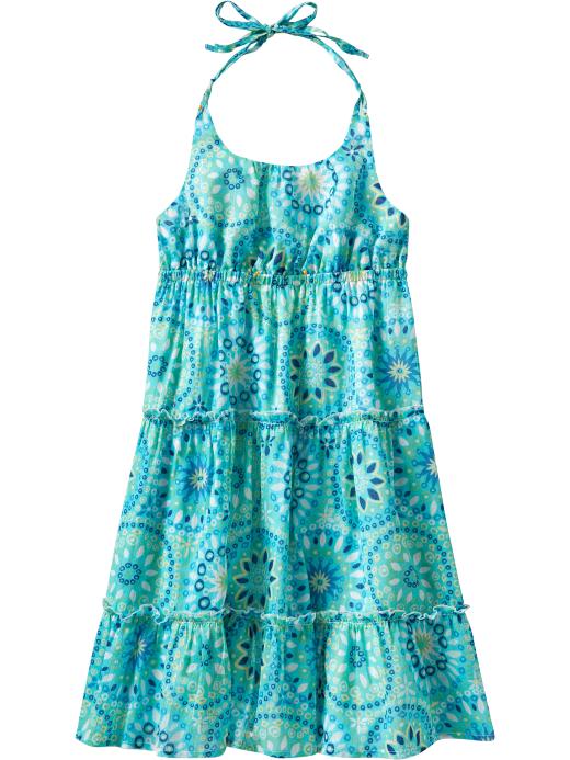 Old Navy Girls Metallic-Embroidered Tiered Halter Dresses