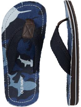 Boys Printed Canvas Flip-Flops