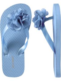 Girls Floral Applique Flip-Flops