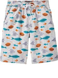 Men's Fish-Print Swim Trunks