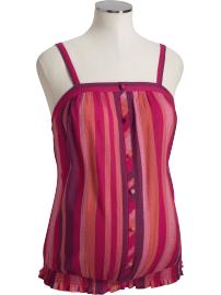 Maternity Striped Gauze Button-Front Tops