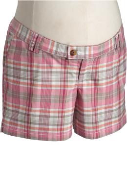 Maternity Real-Waist Plaid Shorts (5