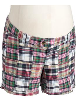 Maternity Real-Waist Patchwork Shorts (5