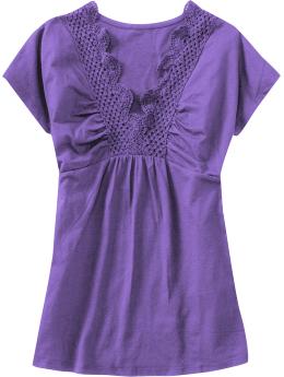 Women's Crochet-Trim Empire Tops