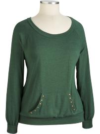 Womens Plus Metal-Studded Jersey Tops