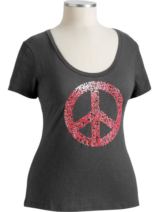 Old Navy Womens Plus Embellished Peace Graphic Tees