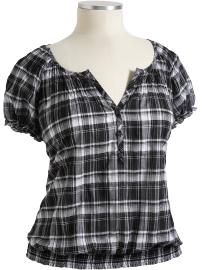 Women's Plus Plaid Smocked Tops