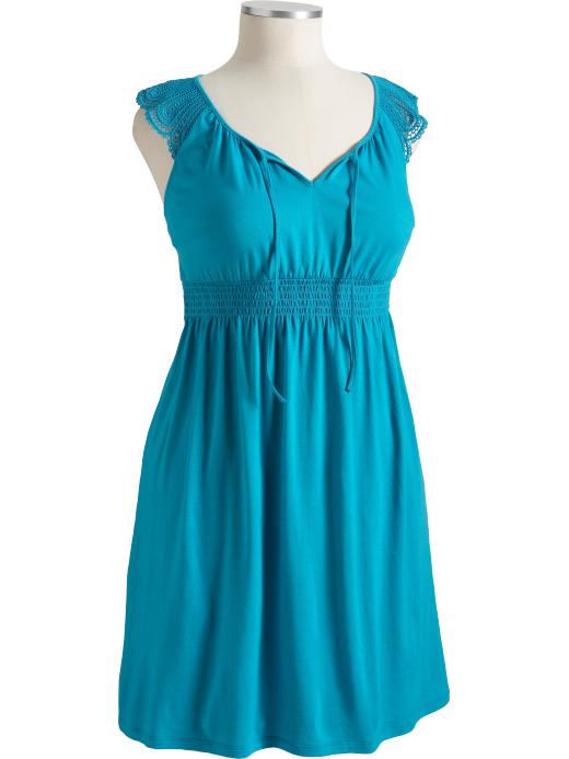 Womens Plus Crochet Flutter-Sleeve Dresses