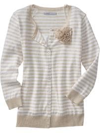 Women's Striped Rosette Cardigans
