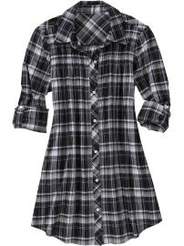 Women's Plaid Roll-Up Tunics