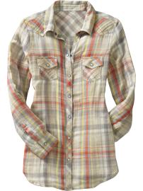 Women's Plaid Double-Weave Western Tunics