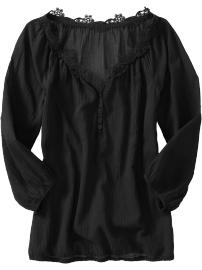 Women's Lace-Trim Blouson Top