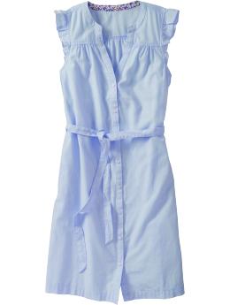 Women's Tie-Belt Oxford Shirtdresses