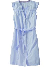Women's Tie-Belt Oxford Shirtdresses