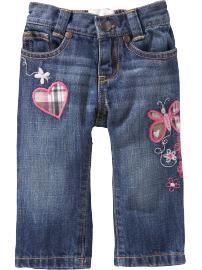 Plaid Applique Jeans for Baby