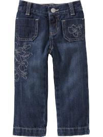 Floral-Embroidered Jeans for Baby