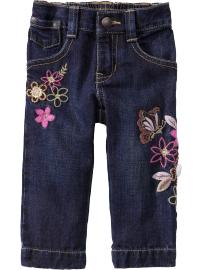 Floral Embroidered Straight-Leg Jeans for Baby
