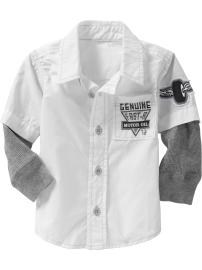 2-in-1 Graphic Button-Front Shirts for Baby