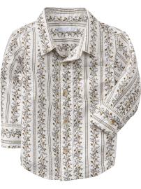 Ditsy-Floral Print Roll-Up Shirts for Baby