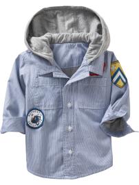 Hooded Jersey-Lined Striped Shirts for Baby