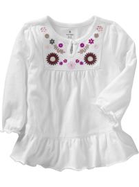 Ruffle-Hem Floral Tops for Baby