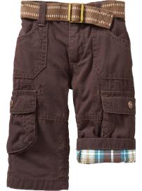 Plaid-Trimmed Cargos for Baby