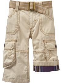 Plaid-Trimmed Cargos for Baby