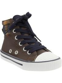 Plaid-Trim High-Top Sneakers for Baby