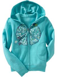Girls Applique Graphic Hoodies