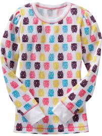 Girls Waffle-Knit Crew-Neck Tees