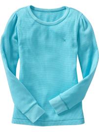 Girls Waffle-Knit Crew-Neck Tees