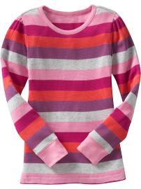 Girls Waffle-Knit Crew-Neck Tees