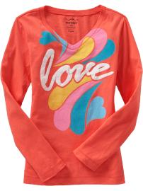 Girls Graphic V-Neck Jersey Tees