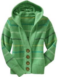 Girls Striped Hooded Cardigans