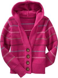 Girls Striped Hooded Cardigans
