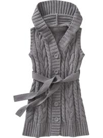 Girls Hooded Cable-Knit Vests
