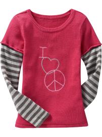 Girls Graphic 2-in-1 Sweaters
