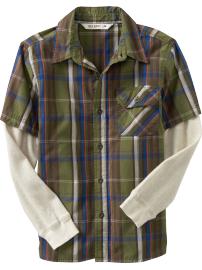 Boys 2-in-1 Graphic Plaid Shirts