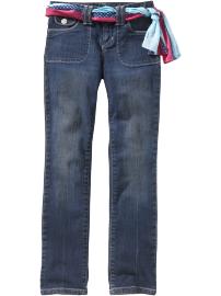Girls Sash-Belt Skinny Jeans