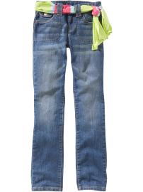 Girls Sash-Belt Skinny Jeans